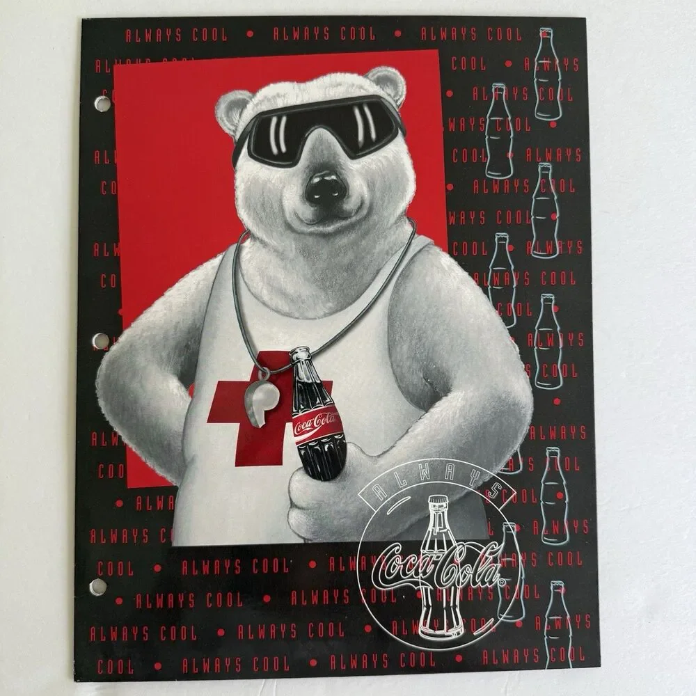 Vintage Coca Cola Coke Soft Drink Folder Polar Bear 1995 Memorabilia Set of 2